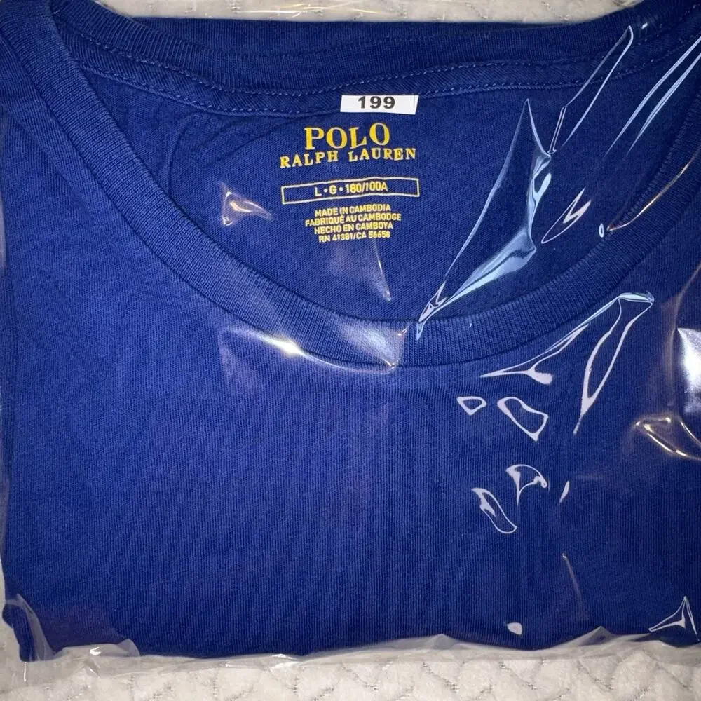 Polo Ralph Lauren Basic T-Shirt Mens L Blue Cotton Crew Logo Tee